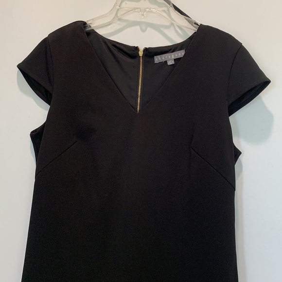 Sharagano black white mini dress pleaded hem size 8p - Picture 3 of 8